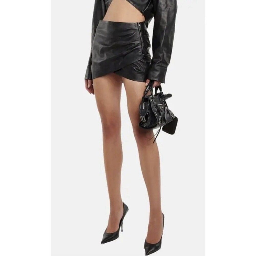 Off-White Leather Twist Black Mini Skirt w/ Handle NWT Retail: $900 Size 40